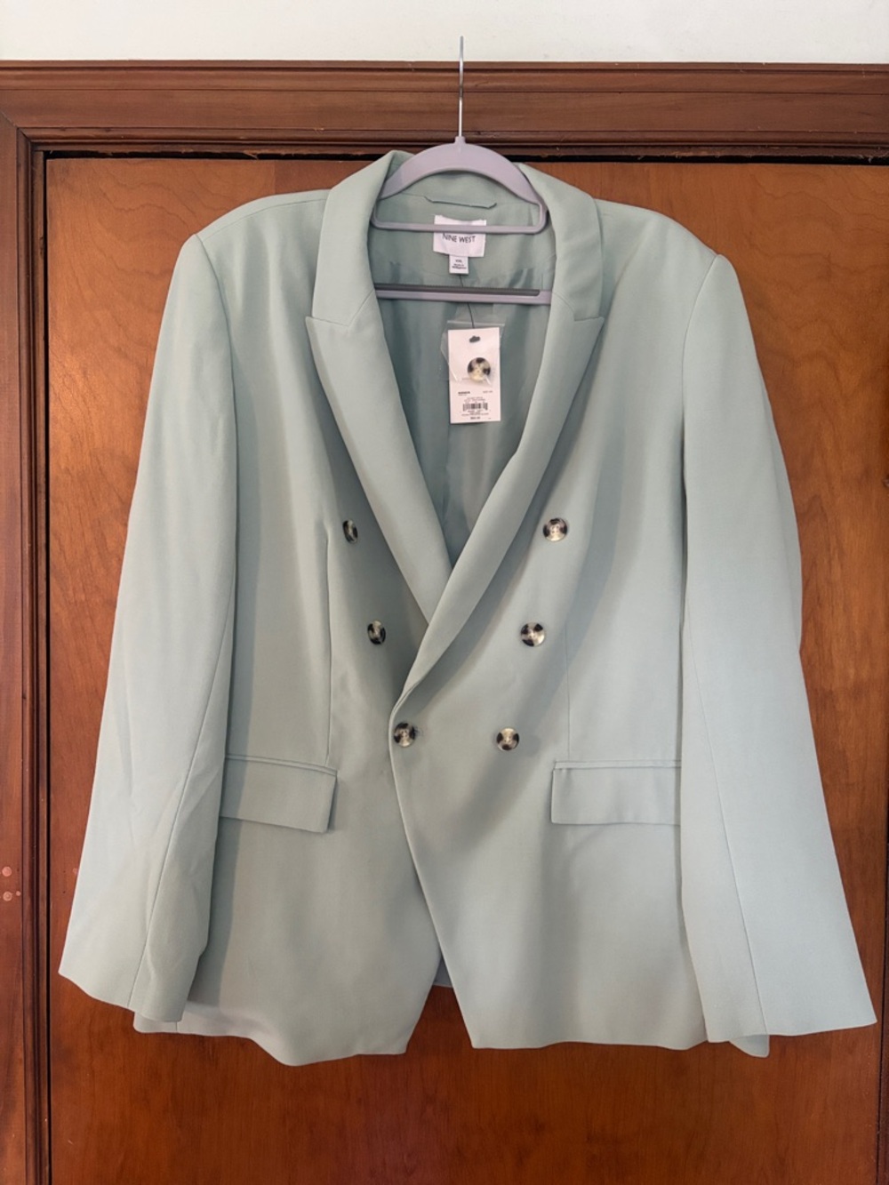 Nine West Double-Breasted Mint Green Blazer